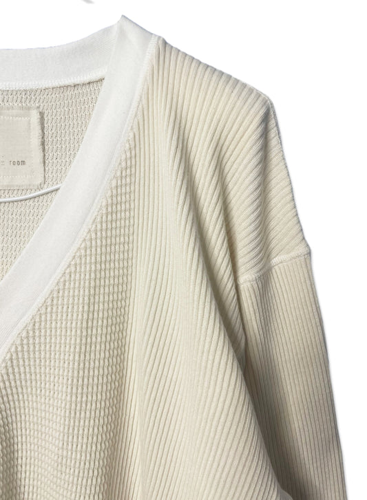 Waffle Rib Combo Tube,UNISEX Cardigan. #1410063, NATURAL