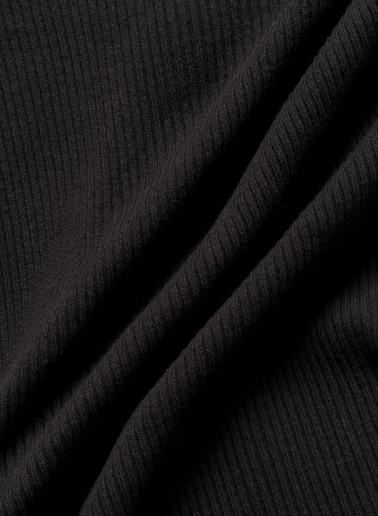 Waffle Rib Combo Tube, Long Sleeve Dolman Top. #802-739, Black