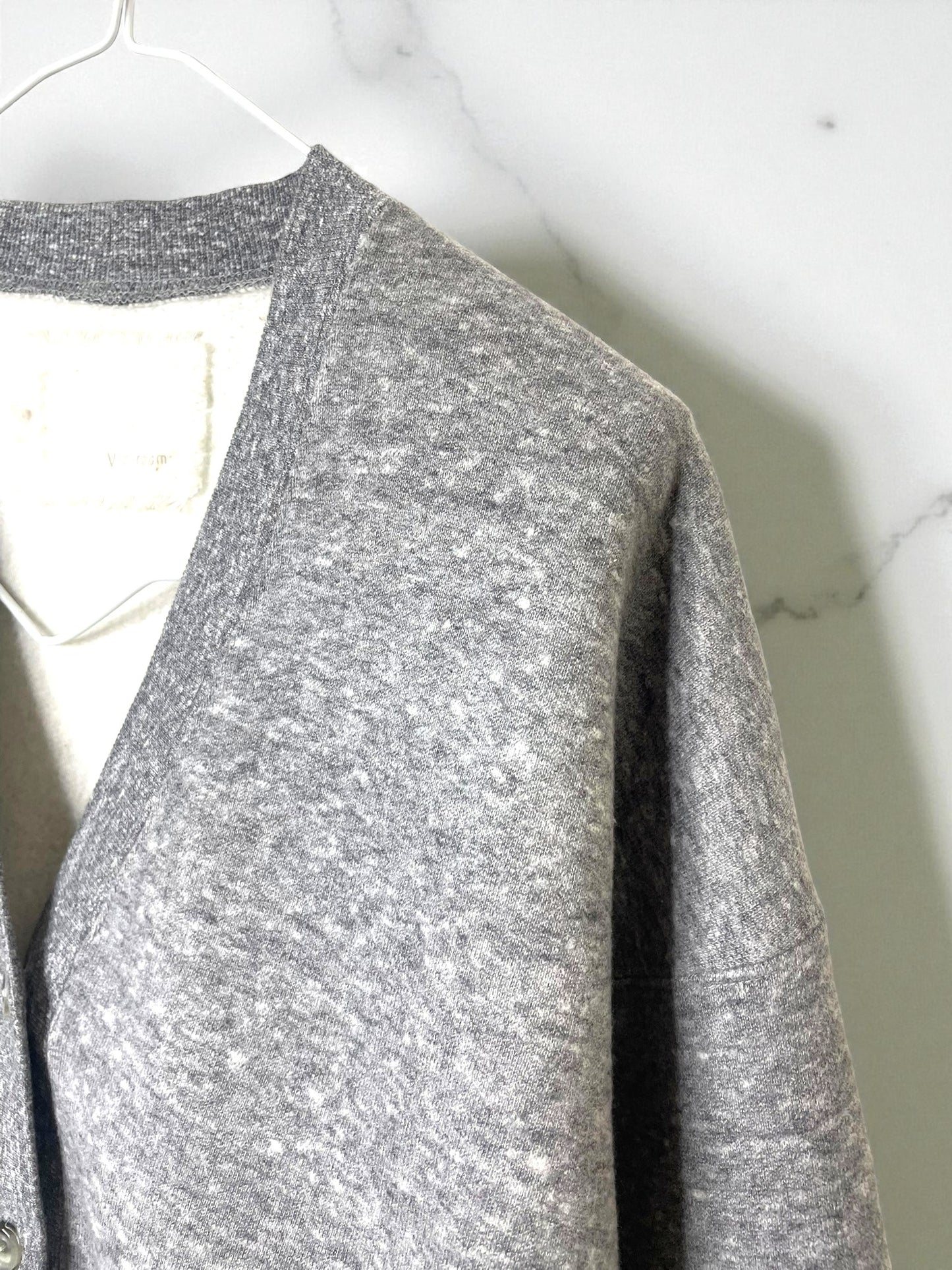 Cotton Tencel Brushed Fleece, LS Cardigan, #822-806, HEATHER CHARCOAL, ONE SIZE