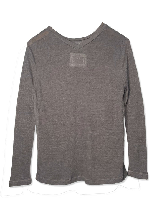 Hemp Rib, Side Panneled back V -LS Crew, #831-819, Hemp 100%, CHARCOAL