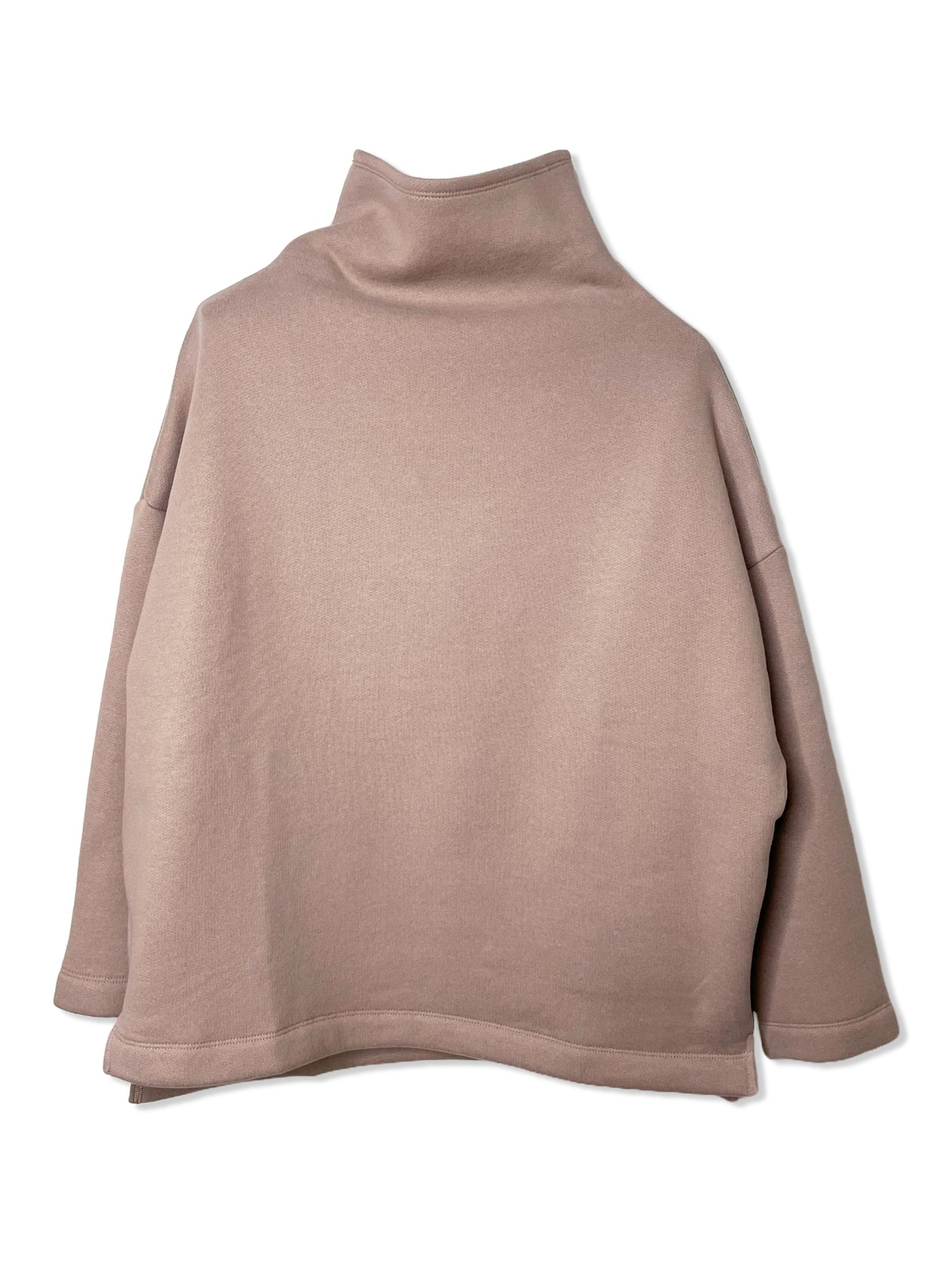 Cotton Tencel Brushed Fleece, LS MOCK NECK PULLOVER, #842-860, TAUPE, ONE SIZE