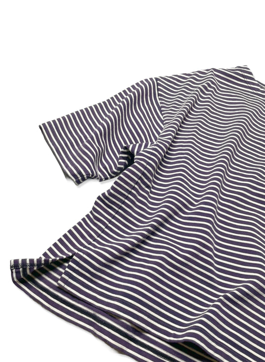 COTTON BOARDER, HALF SLEEVE CREW TOP, #851-885, cotton 100%, NAVY-NATURAL, OS