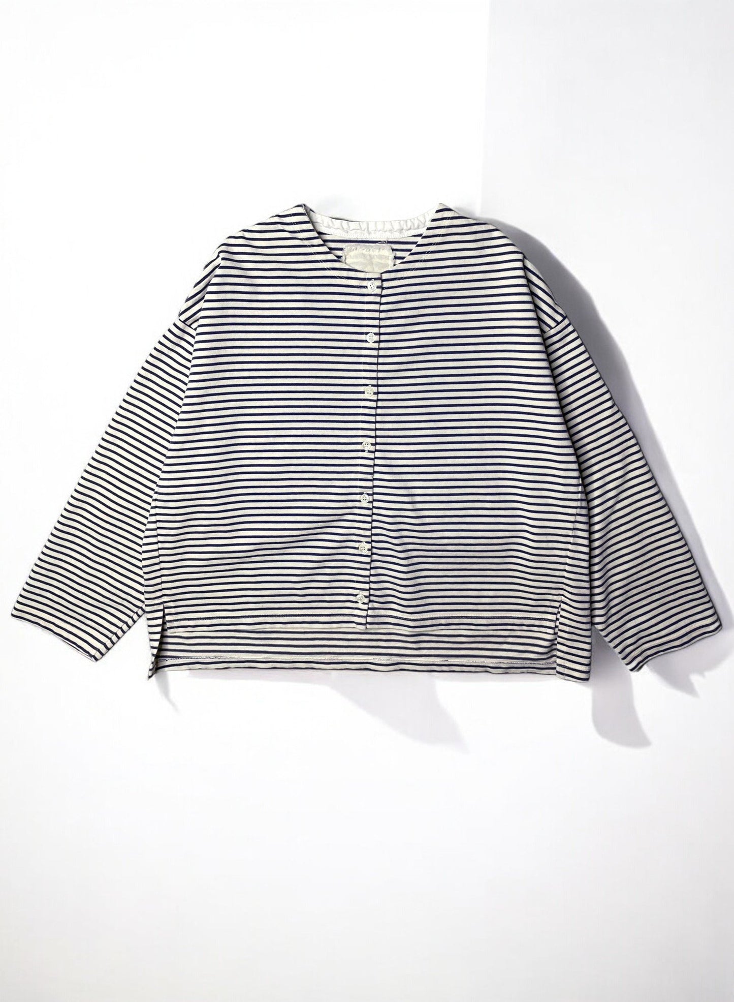 COTTON BOARDER, LS CARDIGAN, #851-886, cotton 100%, NATURAL-BLUE