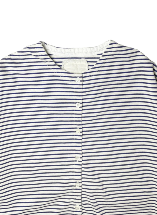 COTTON BOARDER, LS CARDIGAN, #851-886, cotton 100%, NATURAL-BLUE