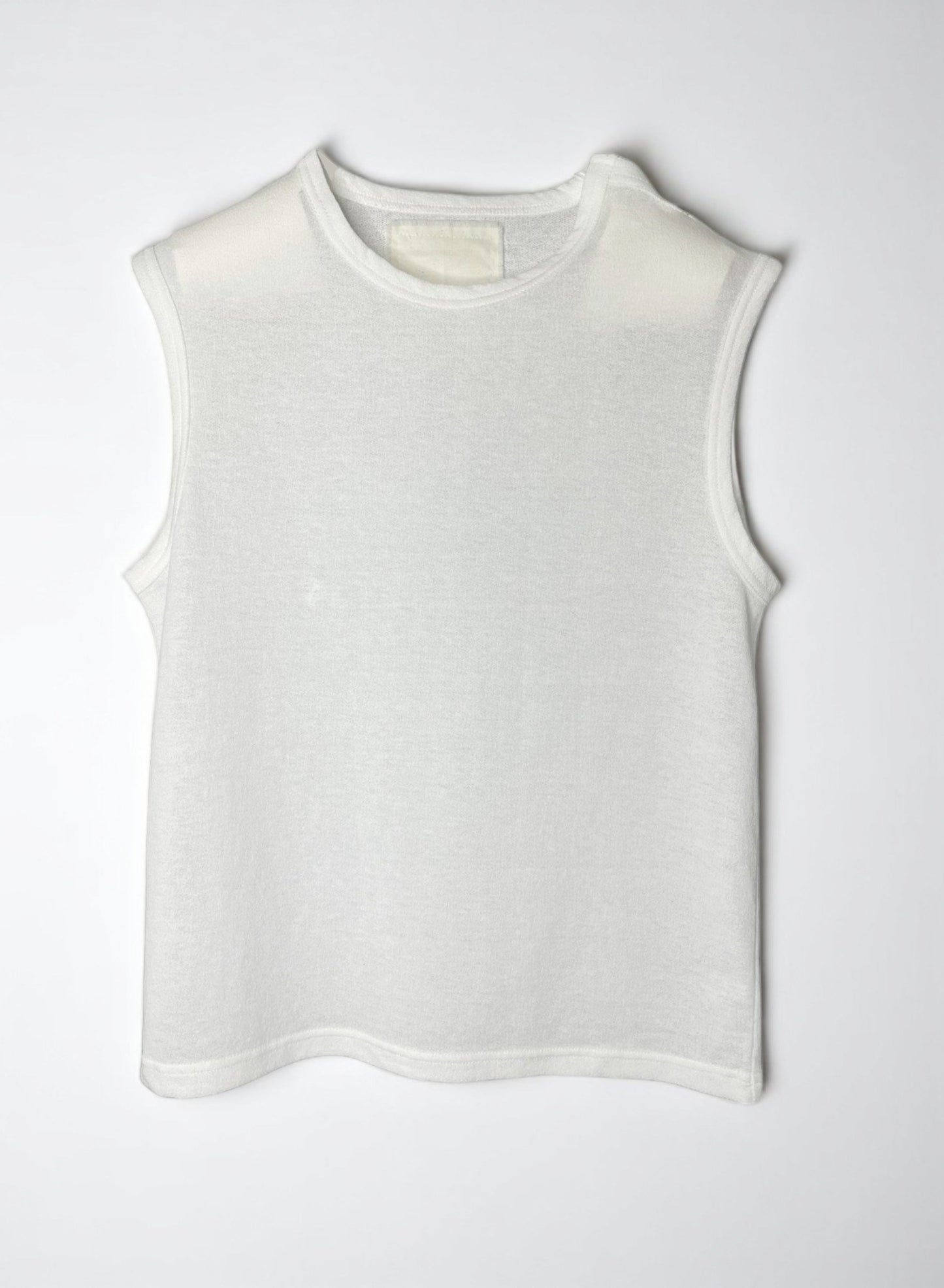 COTTON CRAPE, SIDE NECK SLIT TANKTOP, #851-892 cotton 100%, WHITE