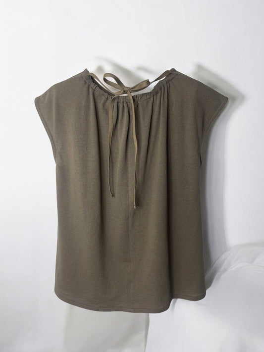 COTTON CRAPE, NO SLEEVE TOP, #851-895 cotton 100%, SAND KHAKI, SIZE2(one size)
