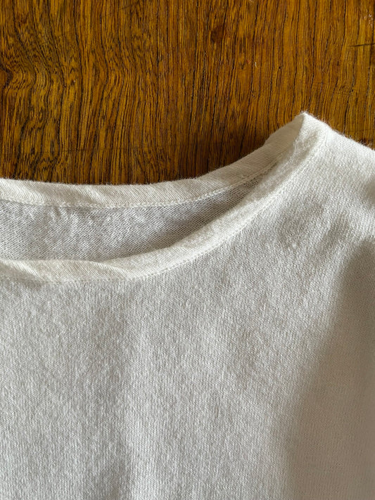 Cotton/Cashmere FINE JZ.KNIT, 95% Cotton 5% Cashmere, L/S CREW, 9511052, WHITE
