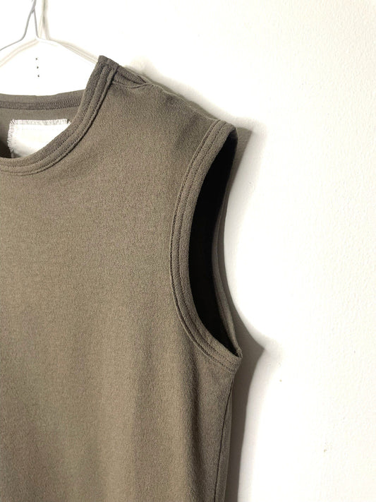 COTTON CRAPE, SIDE NECK SLIT TANKTOP, #851-892 cotton 100%, SAND KHAKI, OS