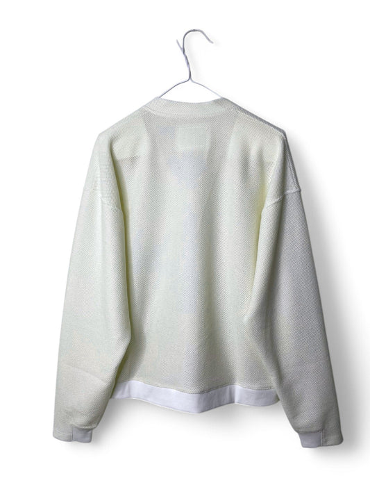 COTTON MESH, LS CARDIGAN, #851-888, cotton 55% Polyester 45%, WHITE