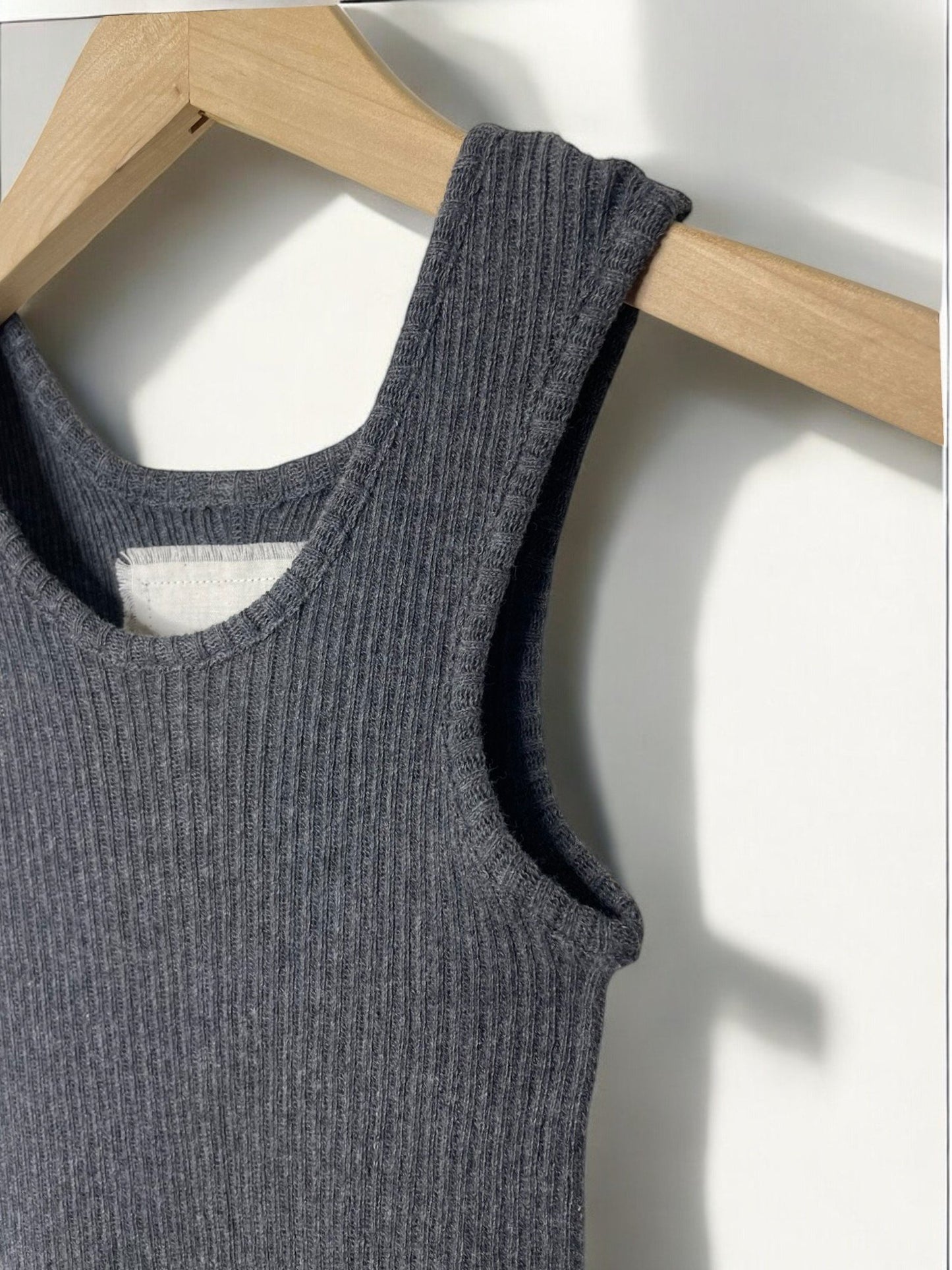 GAUZE RIB, TANKTOP, 851-881 , 100%cotton, CHARCOAL, OS