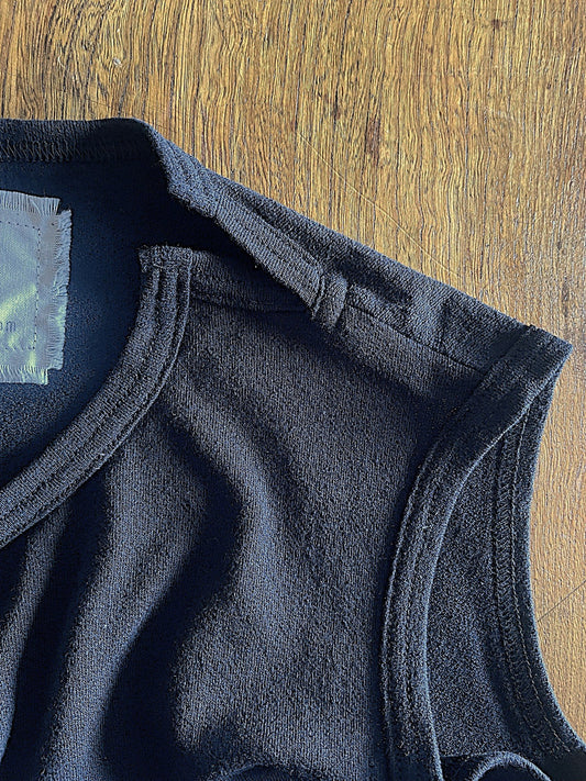 COTTON CRAPE, SIDE NECK SLIT TANKTOP, #851-892 cotton 100%,BLACK, OS