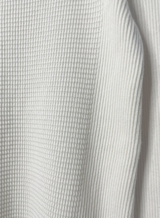 Waffle Rib Combo, quarter SLEEVE OVERLAP BOAT NECK TOP, cotton100 STYLE # 832-832, NATURAL