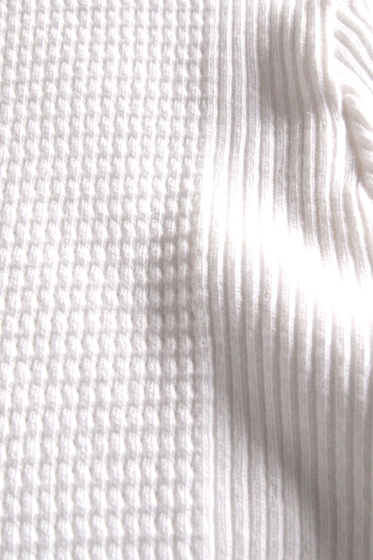 Waffle Rib Combo Tube, Long Sleeve Crew Neck Top. #802-748, White