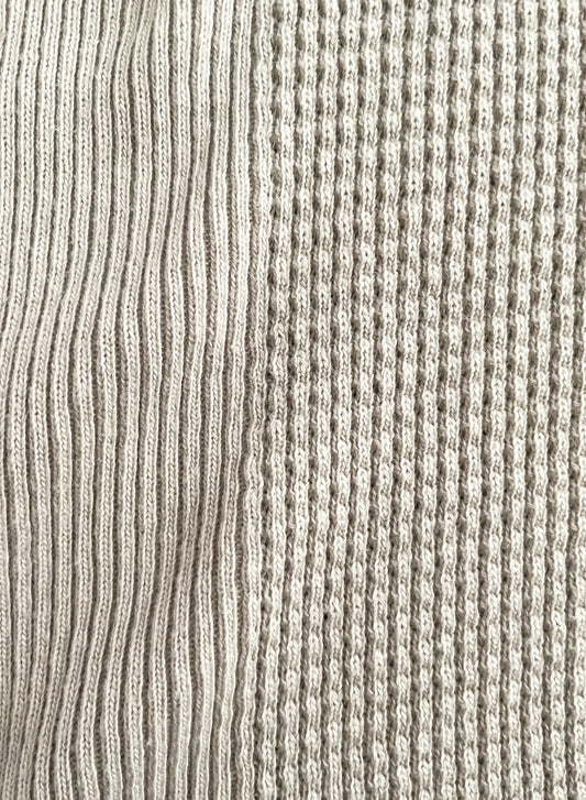 Waffle Rib Combo Tube, Long Sleeve Cardigan. #812-765, Sand Khaki