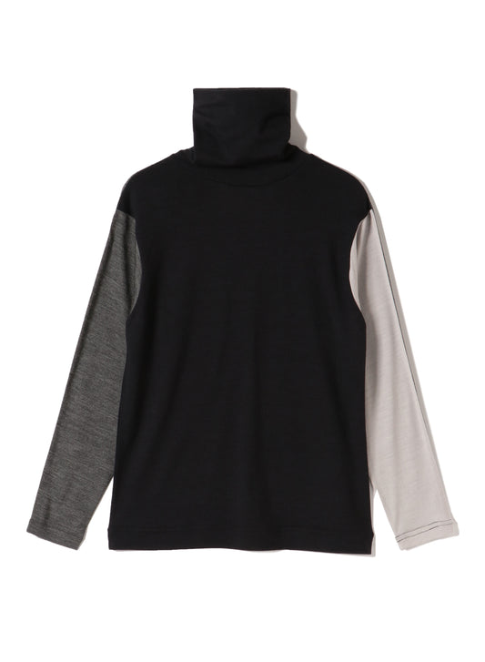 Washable Wool Jersey, Set In-Raglan Combo LS Turtle Top, #1120005,CHCHCH
