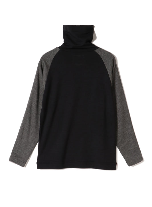 Washable Wool Jersey, Set In-Raglan Combo LS Turtle Top, #1120005,CHCHCH