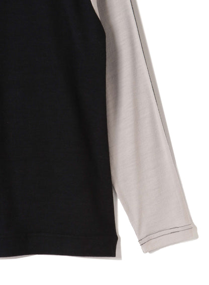 Washable Wool Jersey, Set In-Raglan Combo LS Turtle Top, #1120005,CHCHCH