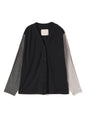 Washable Wool Jersey, Set In-Raglan Combo LS V-Neck Cardigan, #1120006, CH-CH-CH