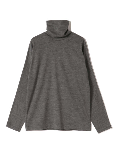 Washable Wool Jersey, Set In-Raglan Combo LS Turtle Top, #1120005, HT Charcoal
