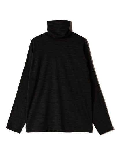Washable Wool Jersey, Set In-Raglan Combo LS Turtle Top, #1120005, DK Charcoal