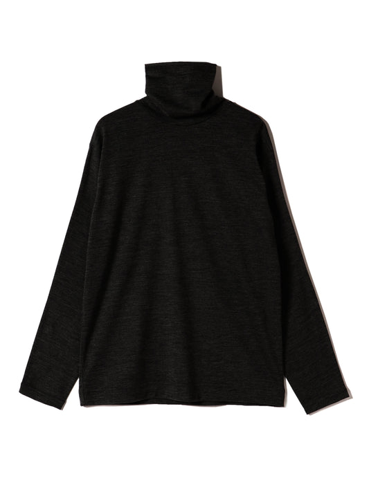 Washable Wool Jersey, Set In-Raglan Combo LS Turtle Top, #1120005, DK Charcoal