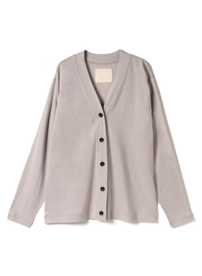 Washable Wool Jersey, Set In-Raglan Combo LS V-Neck Cardigan, #1120006, Grey