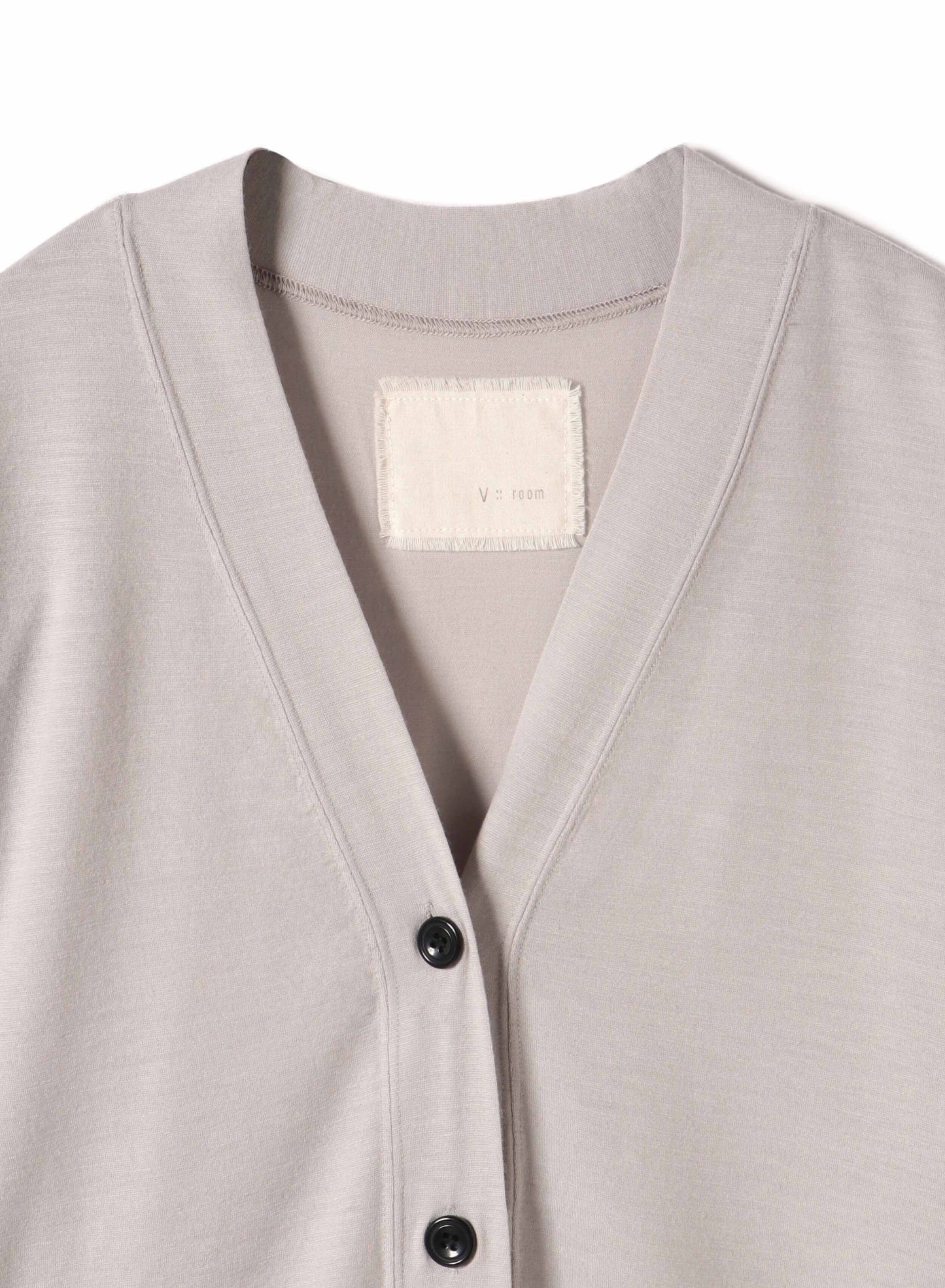 Washable Wool Jersey, Set In-Raglan Combo LS V-Neck Cardigan, #1120006, Grey