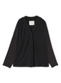 Washable Wool Jersey, Set In-Raglan Combo LS V-Neck Cardigan, #1120006, DK Charcoal