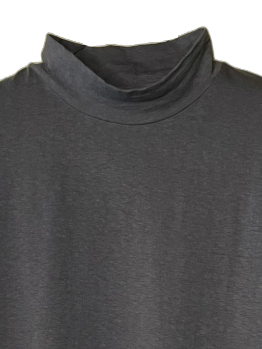 Reverse Cotton 32Gage Jersey, LS Loose. Shape Hi-Neck Tee #1120009,  BLACK