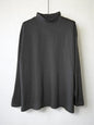Reverse Cotton 32Gage Jersey, LS Loose. Shape Hi-Neck Tee #1120009,  BLACK