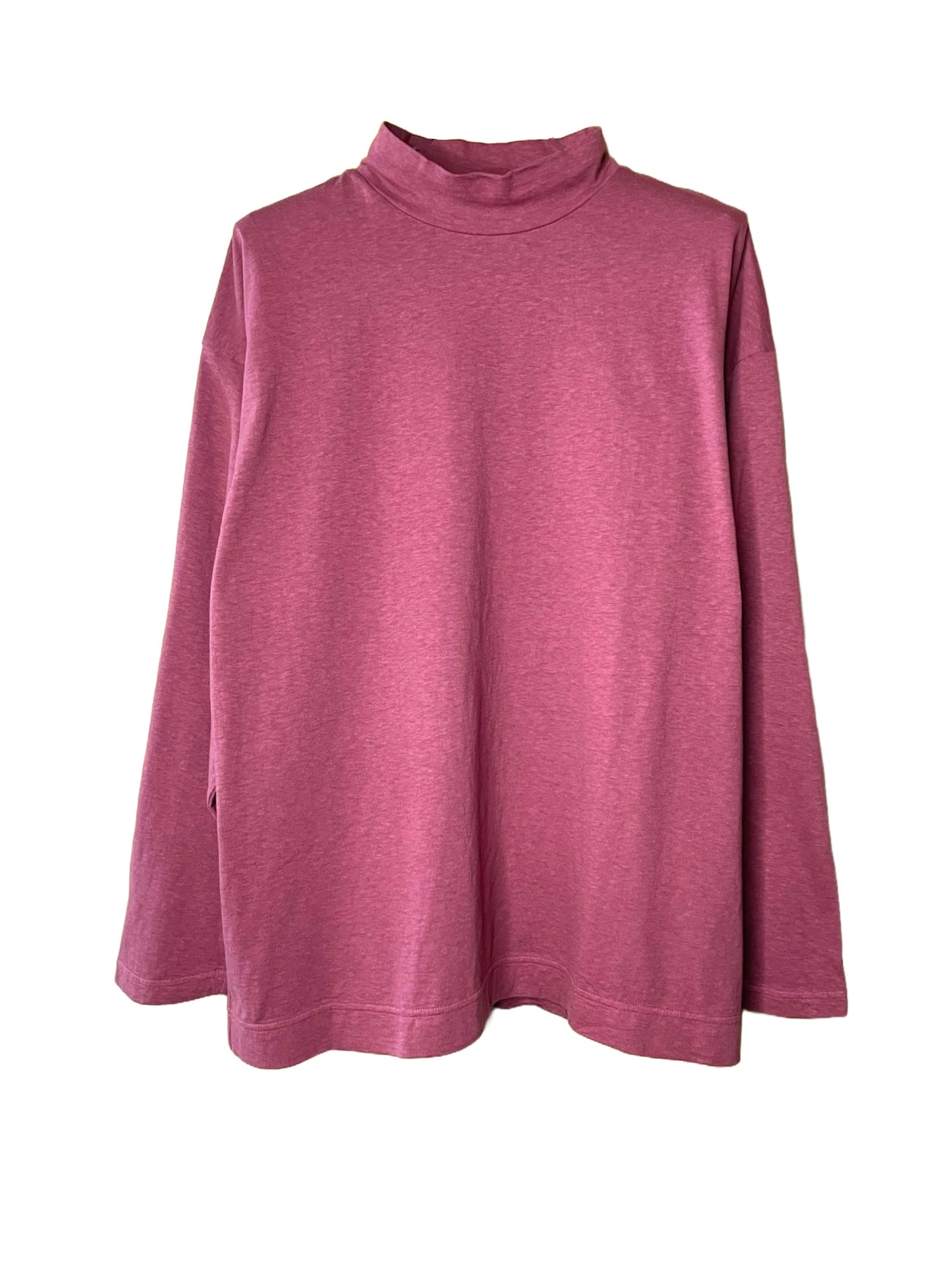 Reverse Cotton 32Gage Jersey, LS Loose. Shape Hi-Neck Tee #1120009, Burgandy