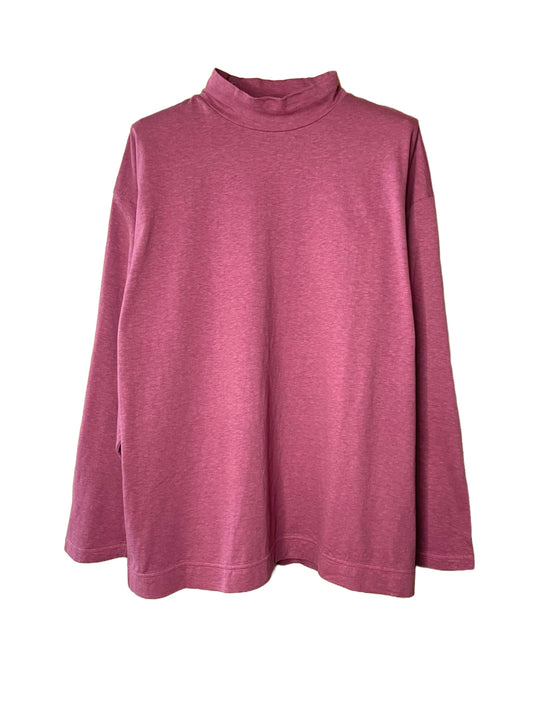 Reverse Cotton 32Gage Jersey, LS Loose. Shape Hi-Neck Tee #1120009, Burgandy