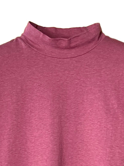 Reverse Cotton 32Gage Jersey, LS Loose. Shape Hi-Neck Tee #1120009, Burgandy