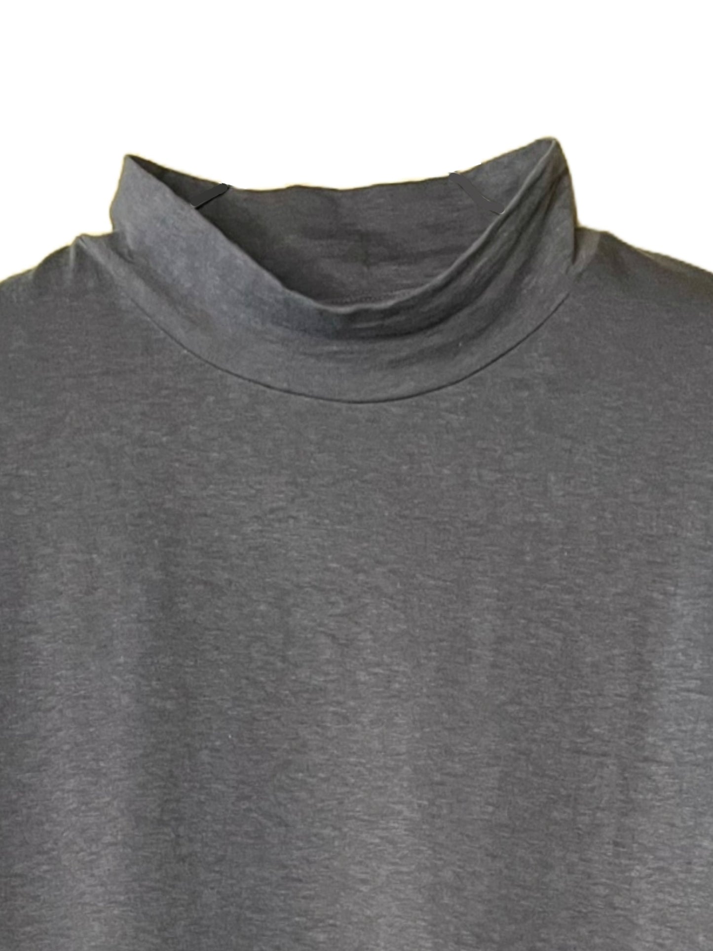 Reverse Cotton 32Gage Jersey, LS Loose. Shape Hi-Neck Tee #1120009, CHARCOAL
