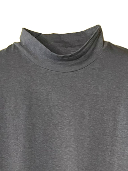 Reverse Cotton 32Gage Jersey, LS Loose. Shape Hi-Neck Tee #1120009, CHARCOAL