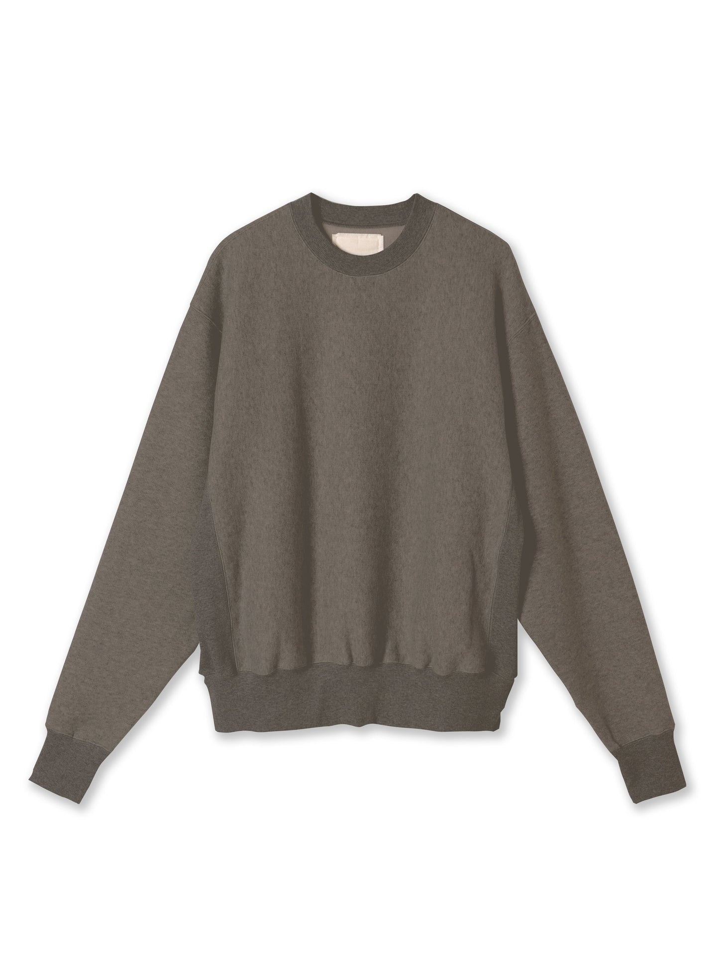 Cotton Tencel Brushed Fleece, LS Crew Sweat Shirts, #112975, Charcoal