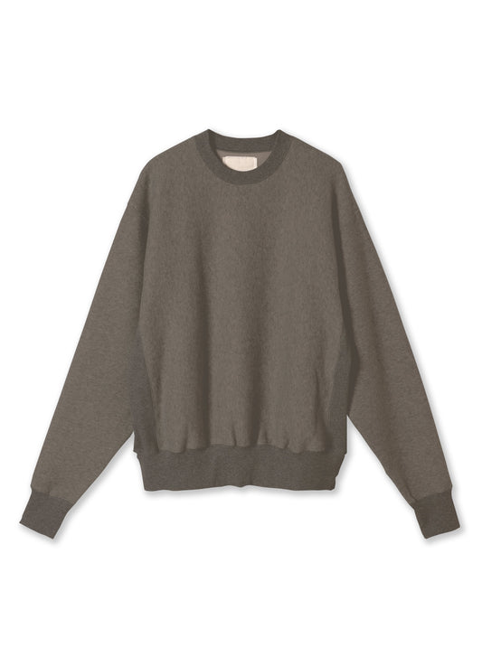 Cotton Tencel Brushed Fleece, LS Crew Sweat Shirts, #112975, Charcoal