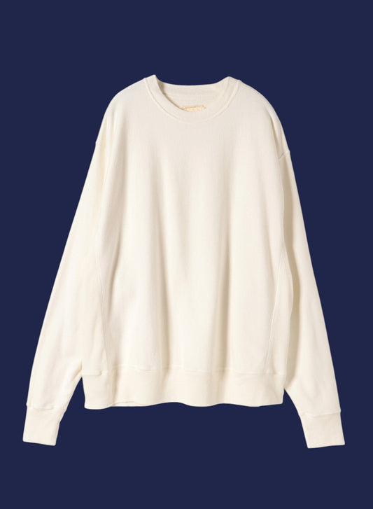 Reverse Cotton 20Gage Pile, Unisex LS Crew Sweat Shirts, # 112978, White