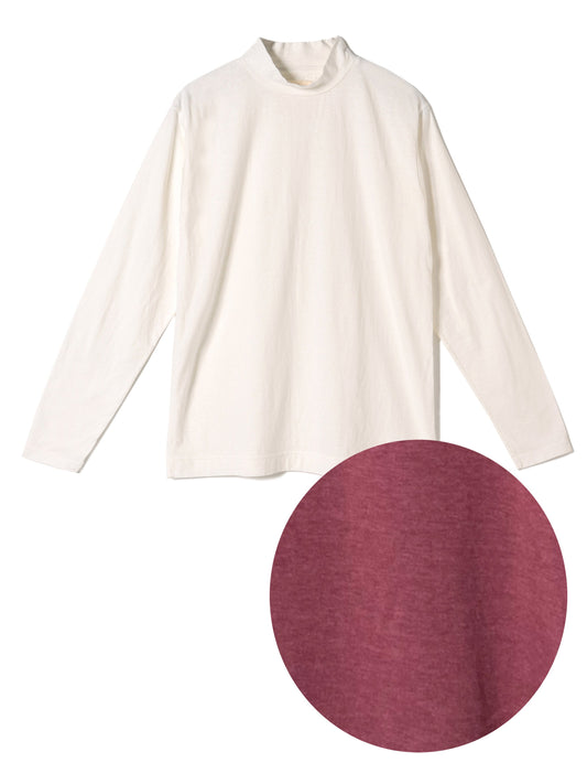 Reverse Cotton 32Gage Jersey, LS Reg. Shape Hi-Neck Tee, #112988, BURGANDY