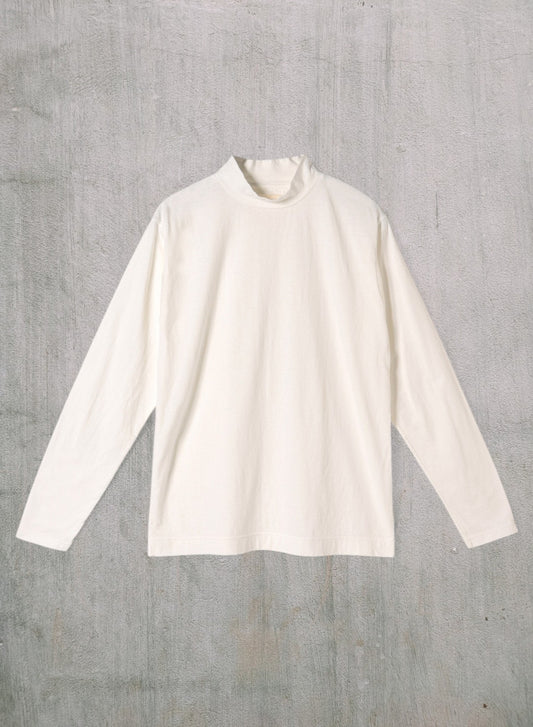 Reverse Cotton 32Gage Jersey, LS Reg. Shape Hi-Neck Tee, #112988, White