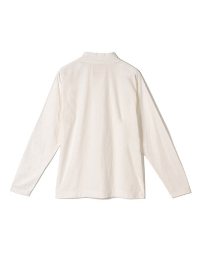Reverse Cotton 32Gage Jersey, LS Reg. Shape Hi-Neck Tee, #112988, White