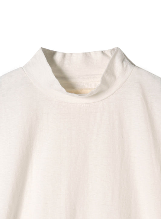 Reverse Cotton 32Gage Jersey, LS Reg. Shape Hi-Neck Tee, #112988, White