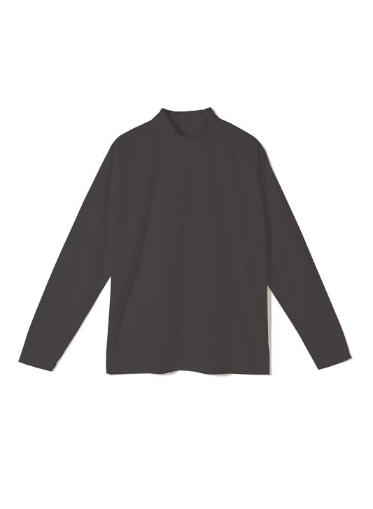 Reverse Cotton 32Gage Jersey, LS Reg. Shape Hi-Neck Tee, #112988, Black