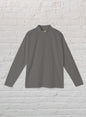 Reverse Cotton 32Gage Jersey, LS Reg. Shape Hi-Neck Tee, #112988, CHARCOAL