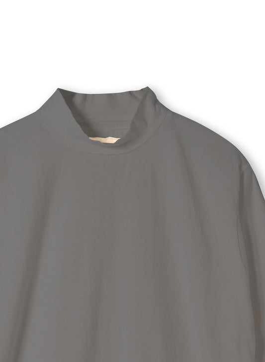 Reverse Cotton 32Gage Jersey, LS Reg. Shape Hi-Neck Tee, #112988, CHARCOAL