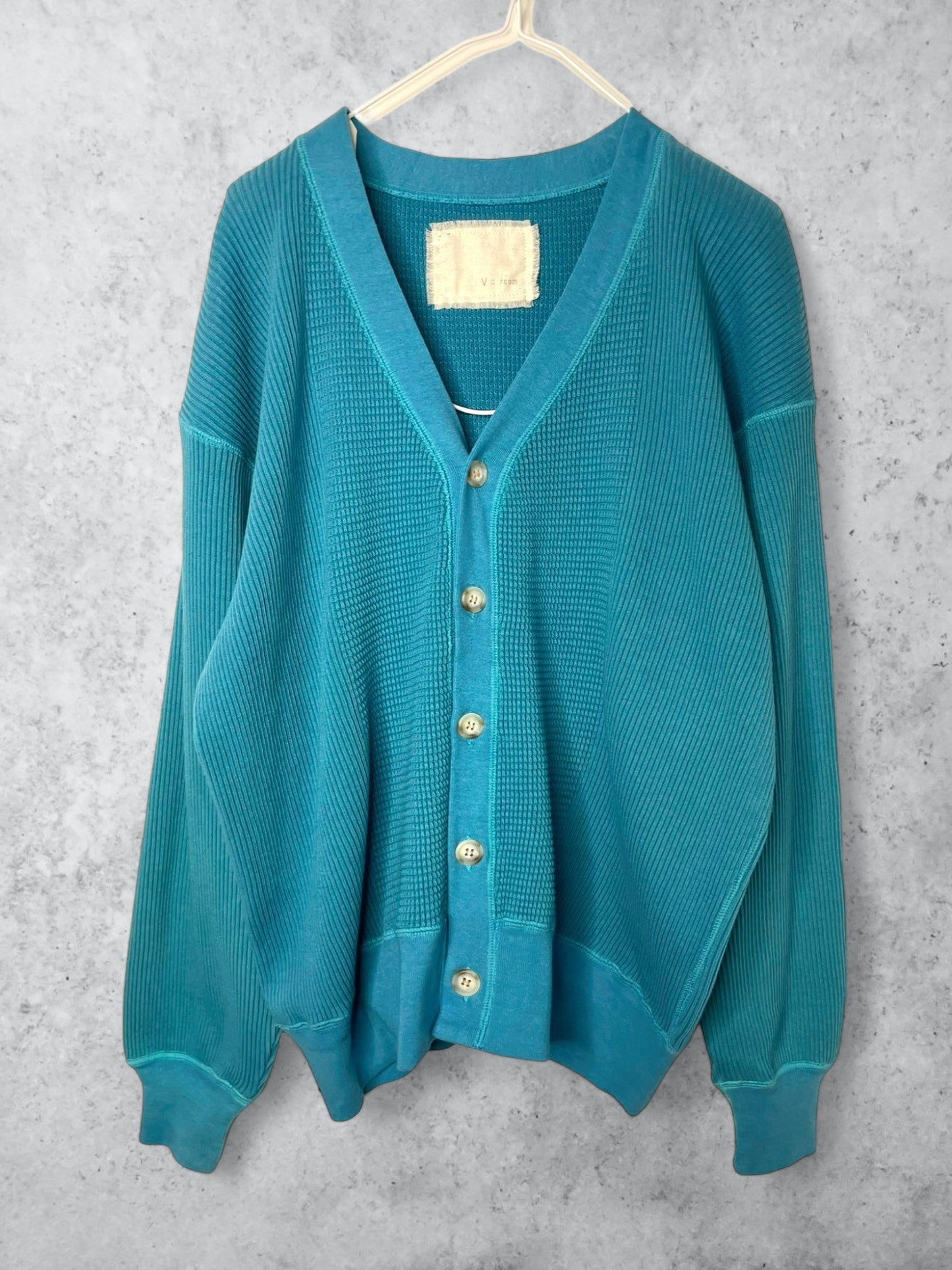 Waffle Rib Combo Tube,UNISEX Cardigan. #1410063, PEACOCK