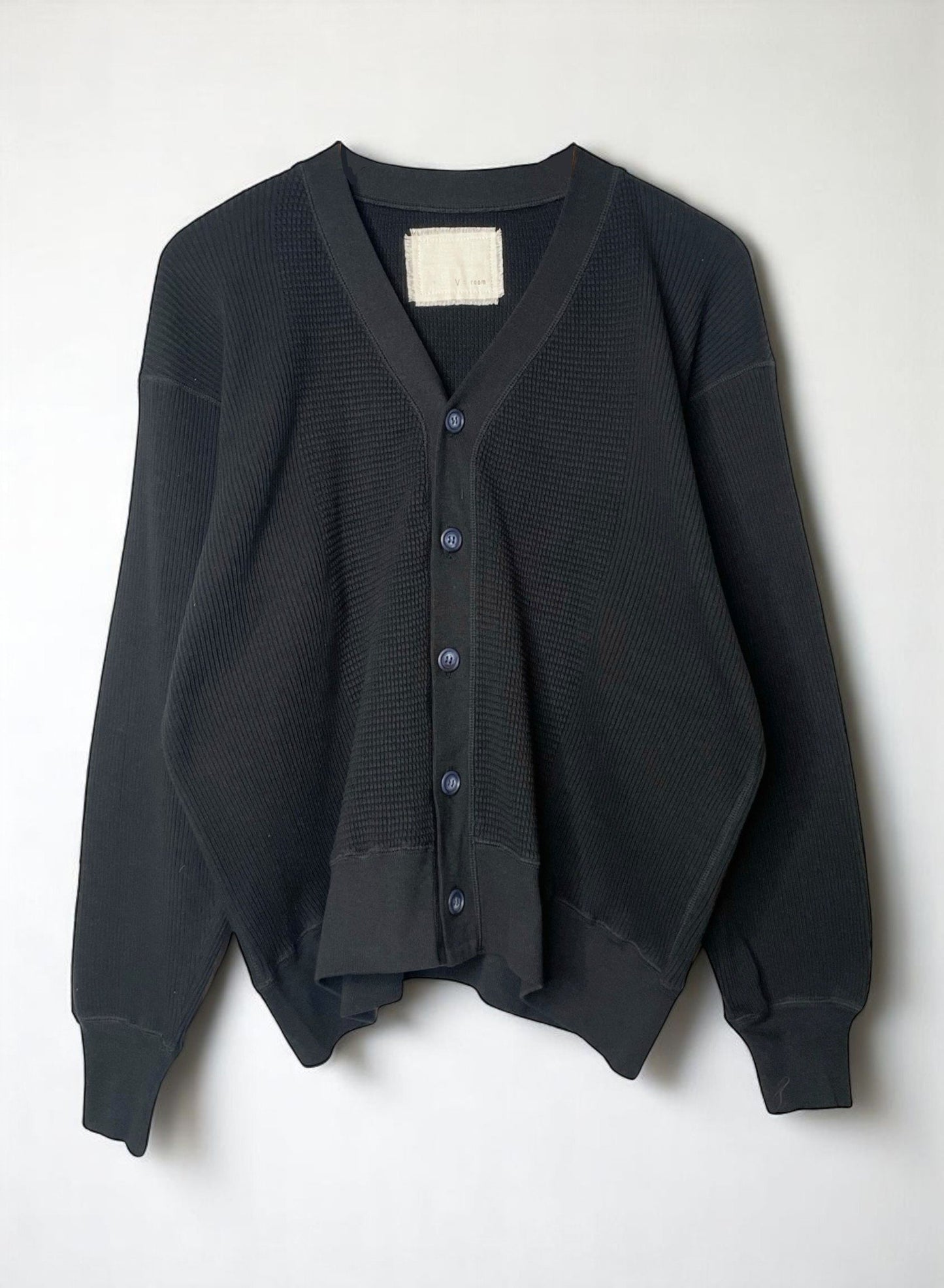 Waffle Rib Combo Tube,UNISEX Cardigan. #1410063, BLACK