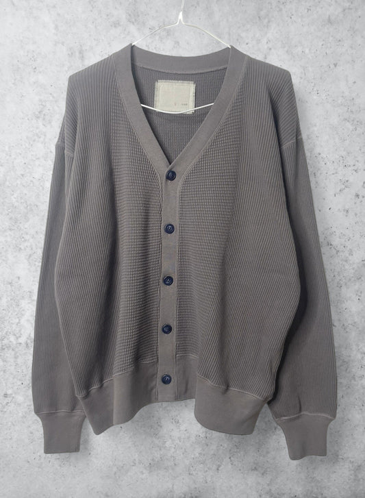 Waffle Rib Combo Tube,UNISEX Cardigan. #1410063, CHARCOAL