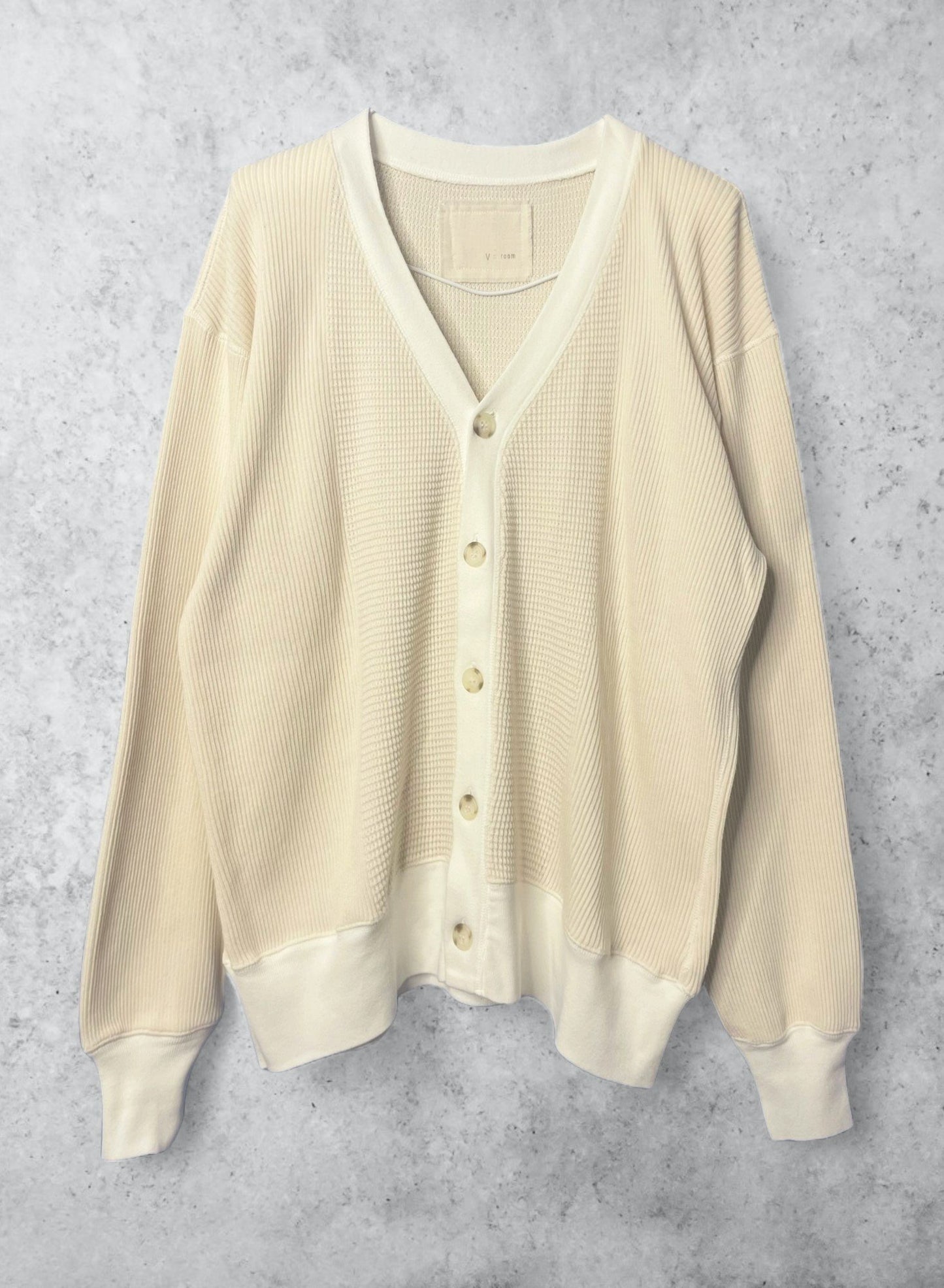 Waffle Rib Combo Tube,UNISEX Cardigan. #1410063, NATURAL