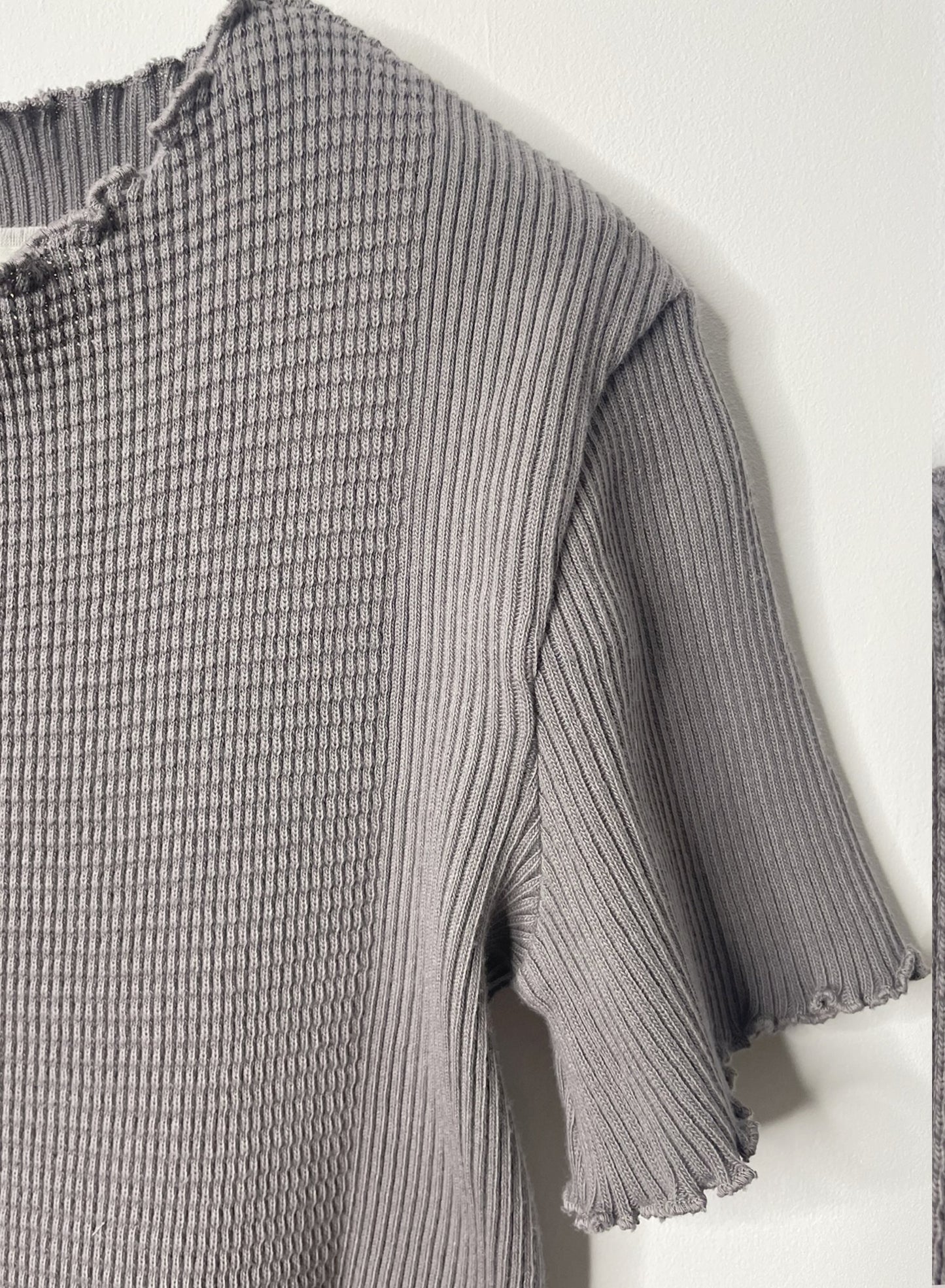Waffle Rib Combo, #311711, SS CREW TOP, CHARCOAL